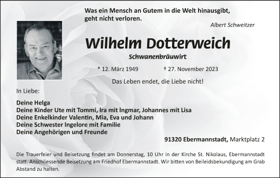 Anzeige von Wilhelm Dotterweich von MGO