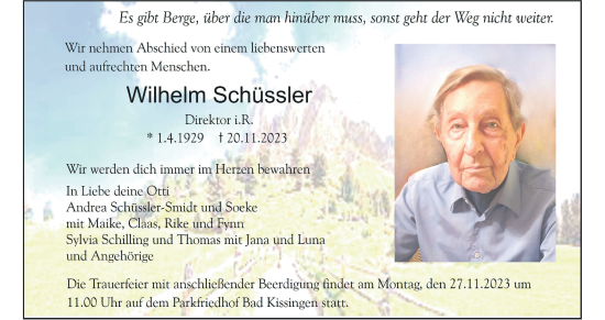 Anzeige von Wilhelm Schüssler von MGO