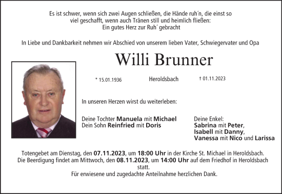 Anzeige von Willi Brunner von MGO