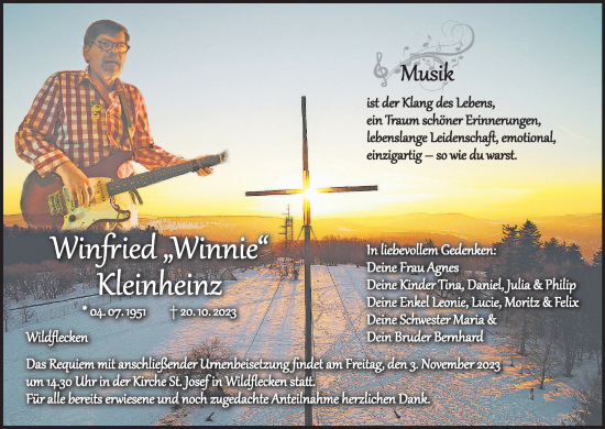 Anzeige von Winfried Kleinheinz von MGO