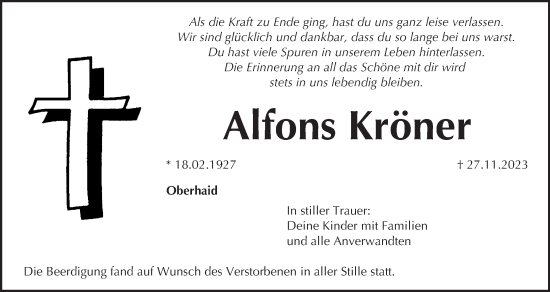 Anzeige von Alfons Kröner von MGO