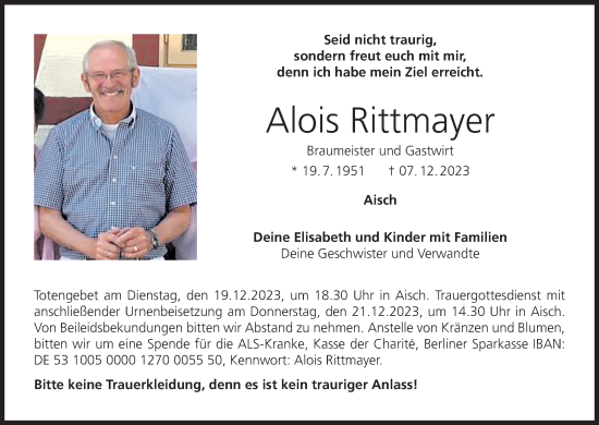 Anzeige von Alois Rittmayer von MGO