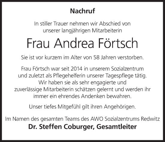 Anzeige von Andrea Förtsch von MGO