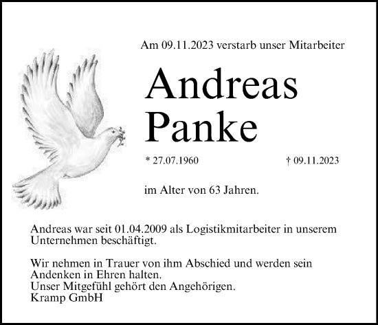 Anzeige von Andreas Panke von MGO