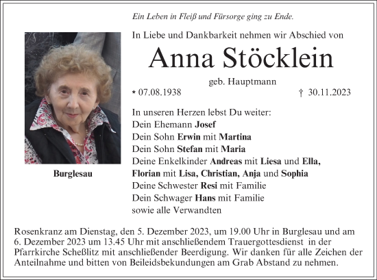 Anzeige von Anna Stöcklein von MGO