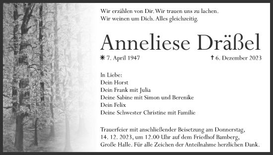 Anzeige von Anneliese Dräßel von MGO
