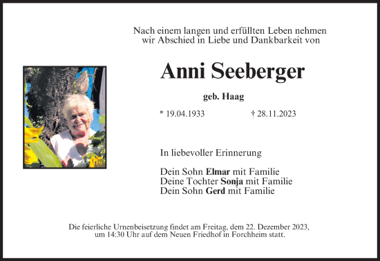 Anzeige von Anni Seeberger von MGO
