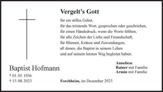 Anzeige von Baptist Hofmann von MGO