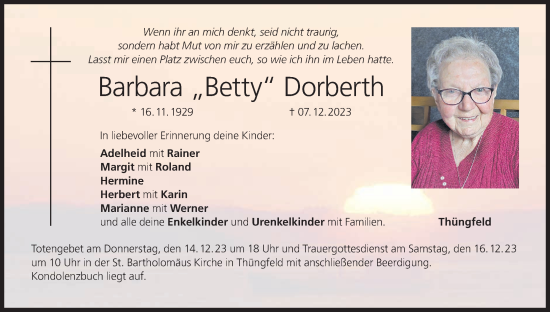 Anzeige von Barbara Dorberth von MGO