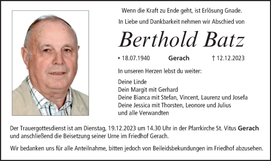 Anzeige von Berthold Batz von MGO