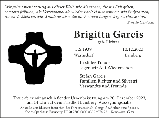 Anzeige von Brigitta Gareis von MGO