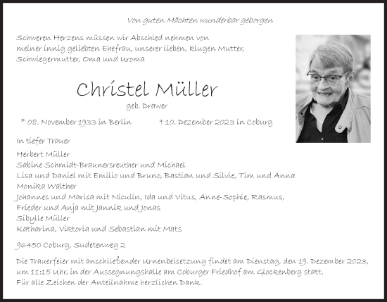Anzeige von Christel Müller von MGO