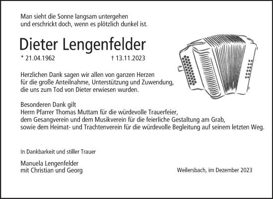 Anzeige von Dieter Lengenfelder von MGO