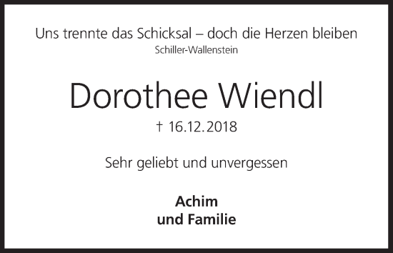 Anzeige von Dorothee Wiendl von MGO