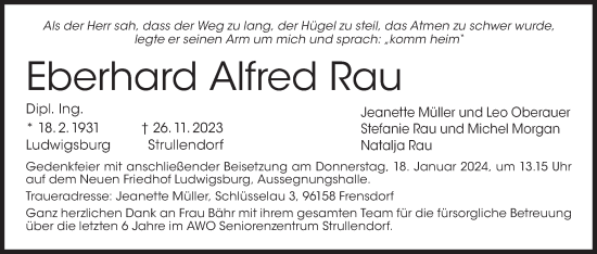 Anzeige von Eberhard Alfred Rau von MGO