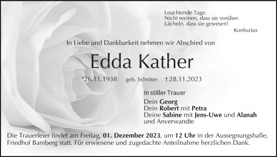Anzeige von Edda Kather von MGO