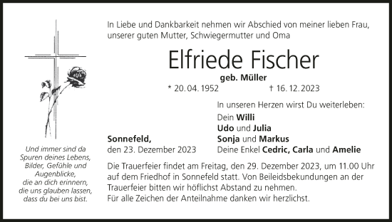 Anzeige von Elfriede Fischer von MGO