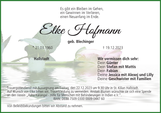 Anzeige von Elke Hofnmann von MGO