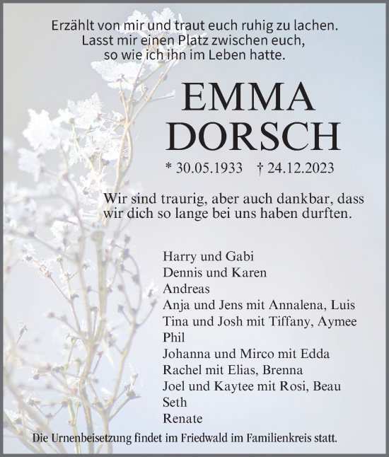 Anzeige von Emma Dorsch von MGO