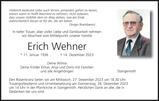 Anzeige von Erich Wehner von MGO