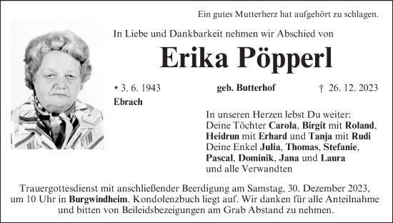 Anzeige von Erika Pöpperl von MGO