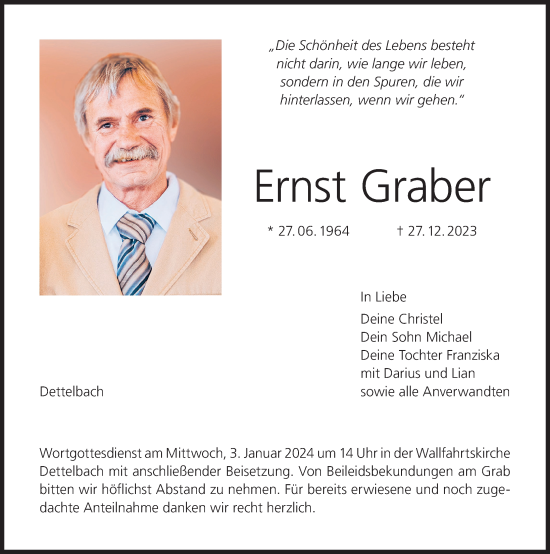 Anzeige von Ernst Graber von MGO