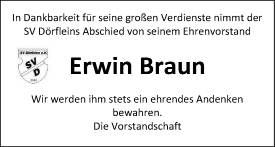 Anzeige von Erwin Braun von MGO