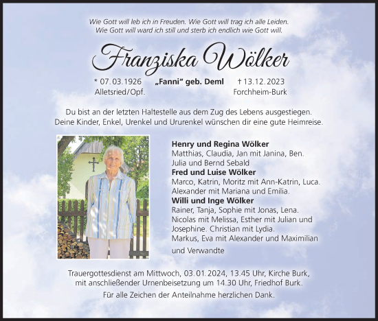 Anzeige von Franziska Wölker von MGO
