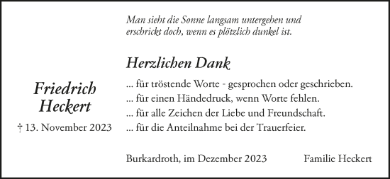 Anzeige von Friedrich Heckert von MGO