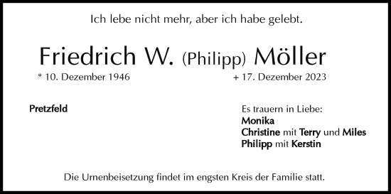 Anzeige von Friedrich W.  Möller von MGO