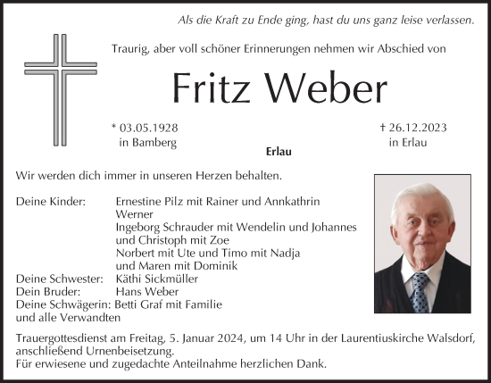 Anzeige von Fritz Weber von MGO