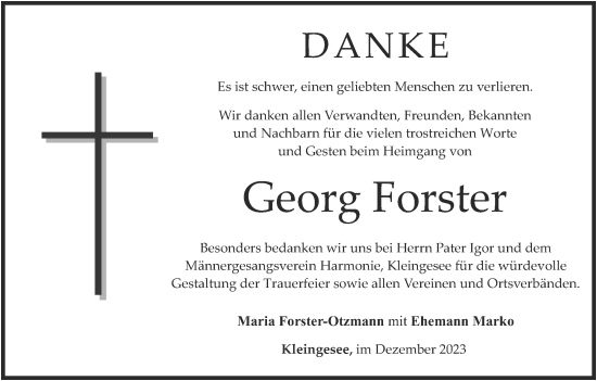 Anzeige von Georg Forster von MGO