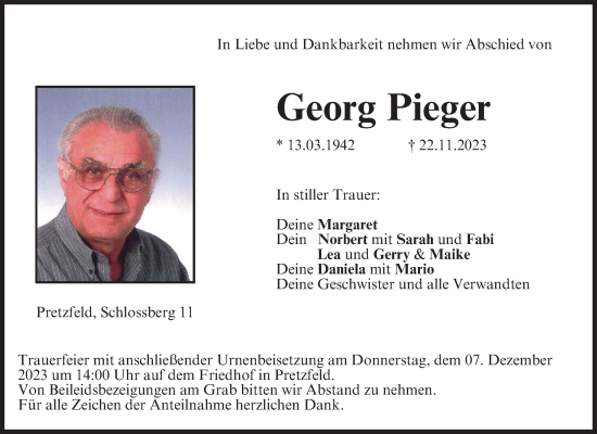 Anzeige von Georg Pieger von MGO