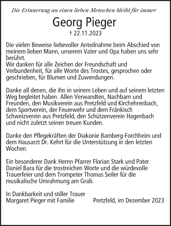 Anzeige von Georg Pieger von MGO