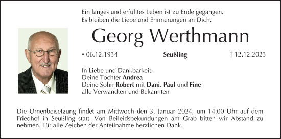 Anzeige von Georg Werthmann von MGO