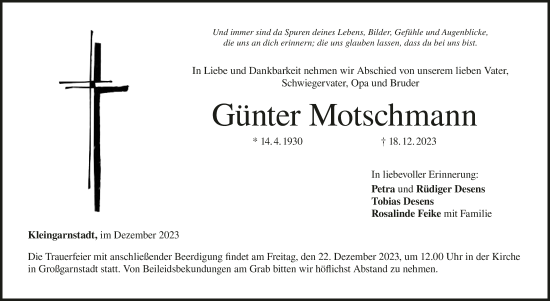 Anzeige von Günter Motschmann von MGO