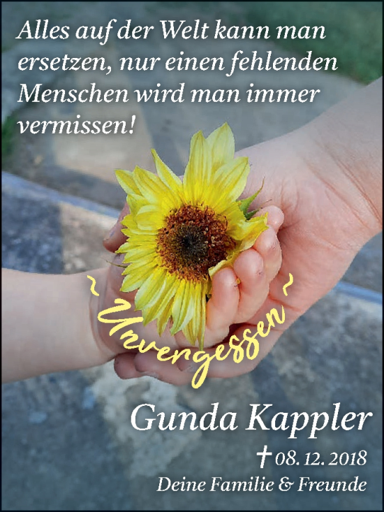 Anzeige von Gunda Kappler von MGO
