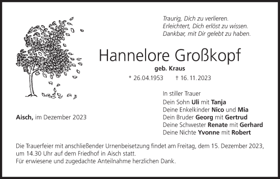 Anzeige von Hannelore Großkopf von MGO