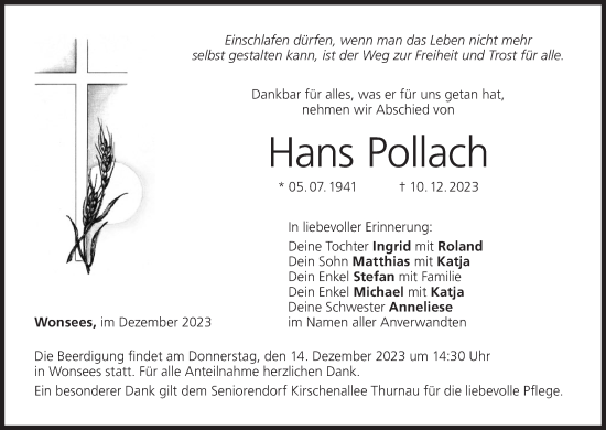 Anzeige von Hans Pollach von MGO