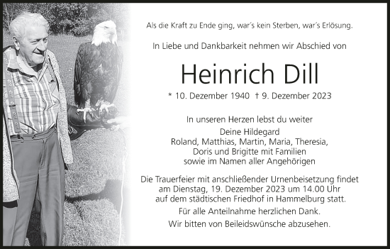 Anzeige von Heinrich Dill von MGO