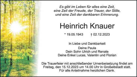 Anzeige von Heinrich Knauer von MGO