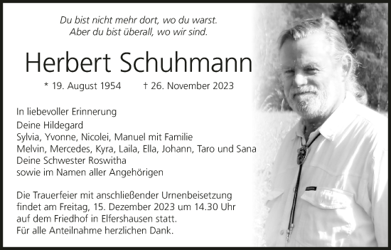 Anzeige von Herbert Schuhmann von MGO