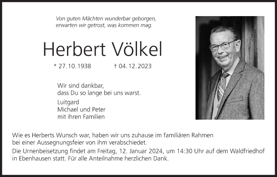 Anzeige von Herbert Völkel von MGO