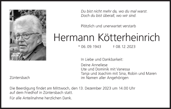 Anzeige von Hermann Kötterheinrich von MGO