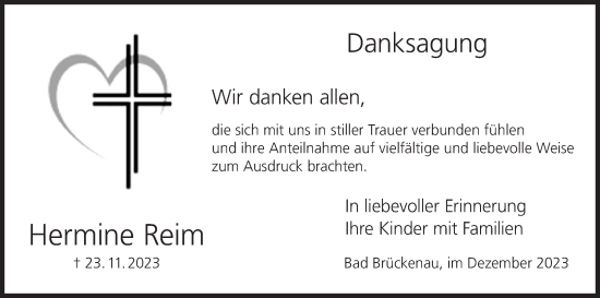 Anzeige von Hermine Reim von MGO