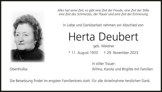 Anzeige von Herta Deubert von MGO