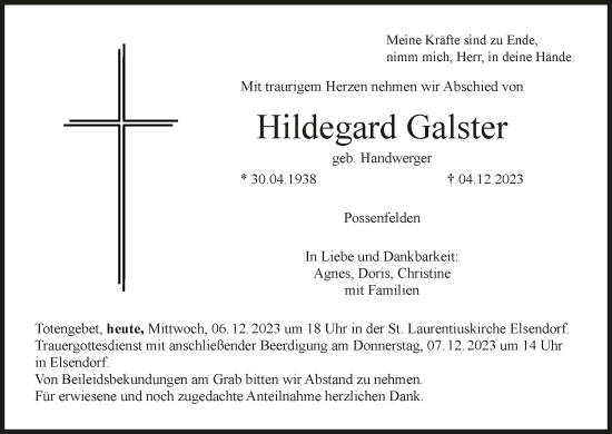 Anzeige von Hildegard Galster von MGO