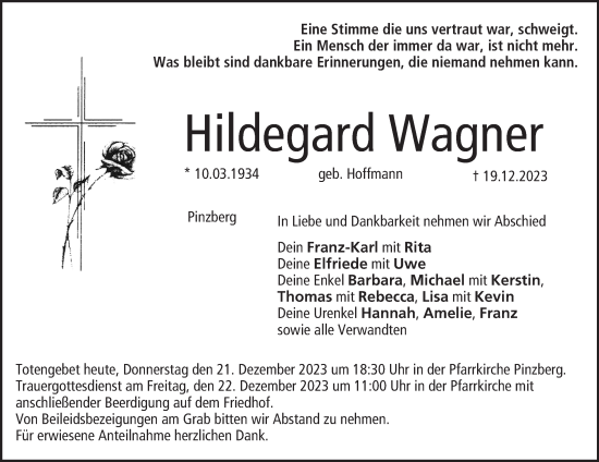 Anzeige von Hildegard Wagner von MGO