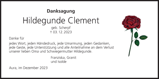 Anzeige von Hildegunde Clement von MGO