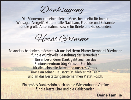 Anzeige von Horst Grimme von MGO